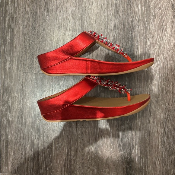 NEW Fitflop Red Cherry Rumba Valentines Embellished Sandals cha Cha Limited ED - Picture 11 of 13